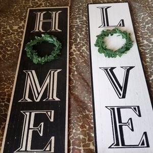 Set Farmhouse wood Signs LOVE&  HOME